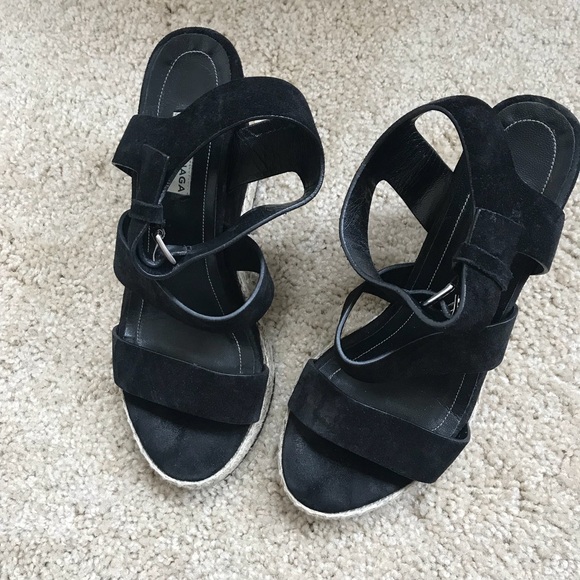 Balenciaga Black suede espadrilles wedges 37 - Picture 3 of 8